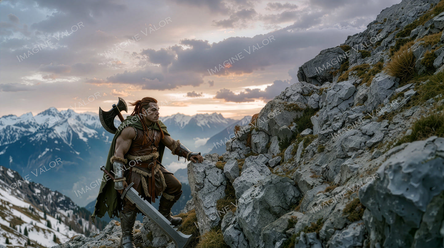 High quality digital Wallpaper | Barbarian in the Mountains