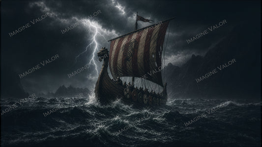 High quality digital Wallpaper | Longship on the storm