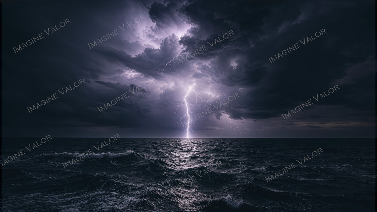High quality digital Wallpaper | Lighting on the Ocean
