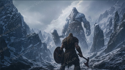 High quality digital Wallpaper | Viking faces the Frost Giant