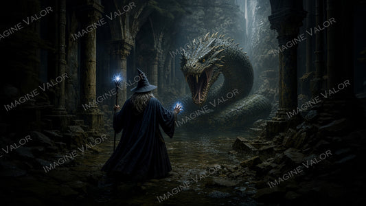 High quality digital Wallpaper | Wizard against the monster