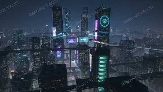 High quality digital Wallpaper | Cyberpunk city skyline